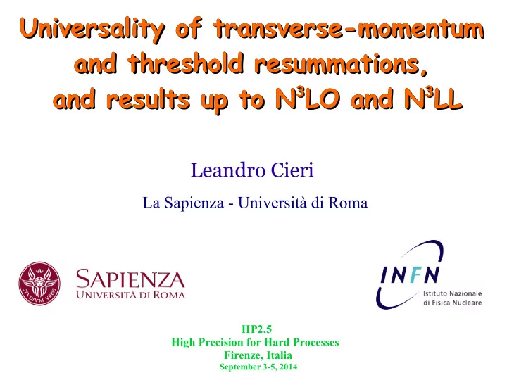 universality of transverse momentum universality of