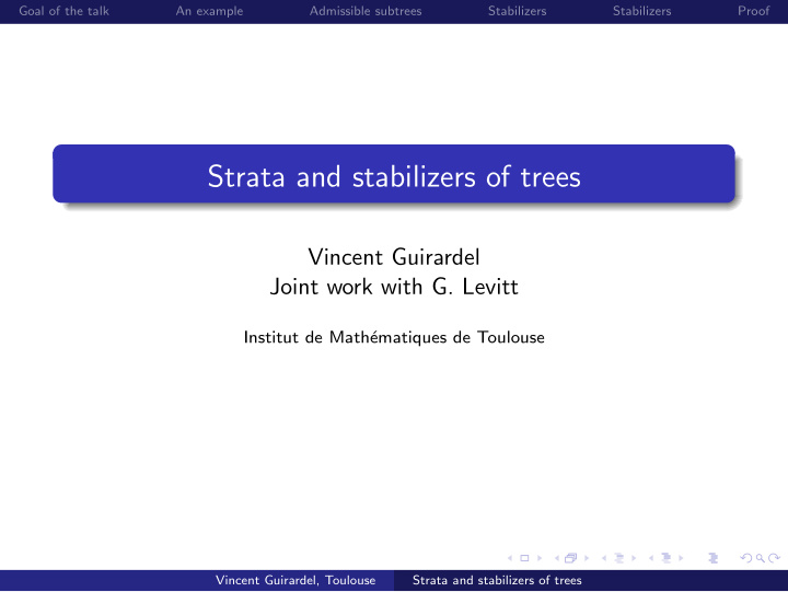 strata and stabilizers of trees