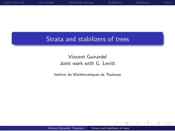 Strata and stabilizers of trees  Vincent Guirardel  Joint work with G. Levitt  Institut de Math