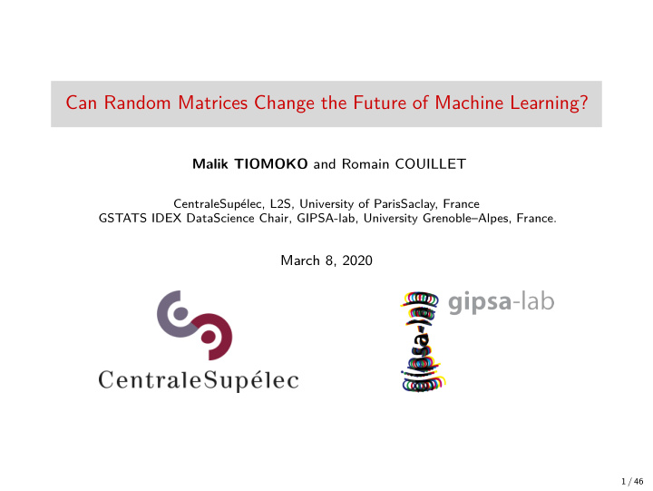 can random matrices change the future of machine learning