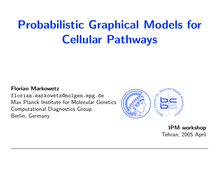 probabilistic graphical models for cellular pathways