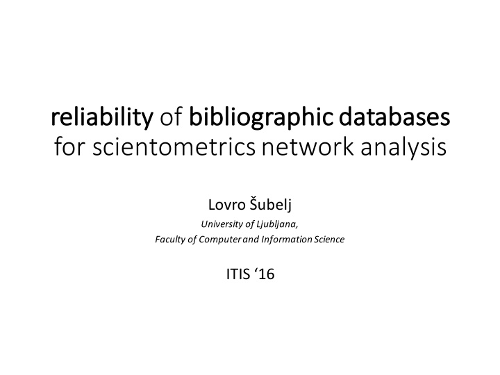 for scientometrics network analysis