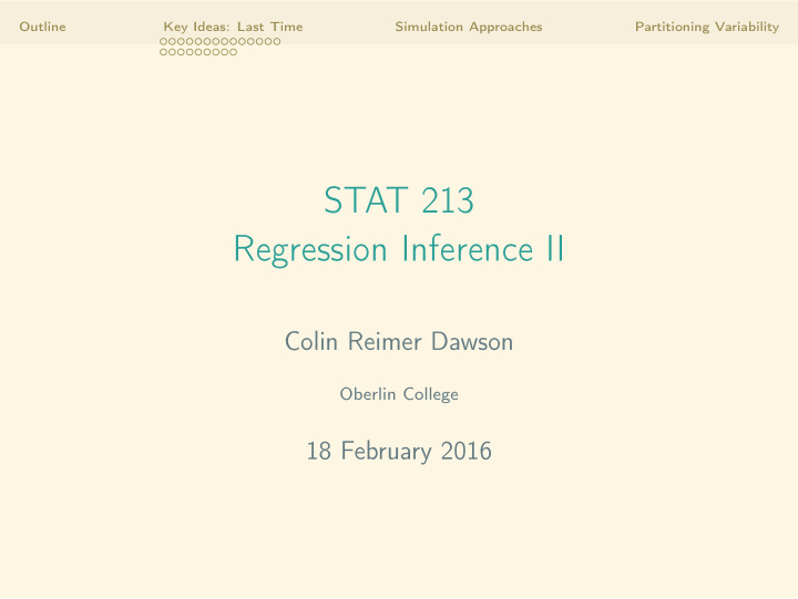 stat 213 regression inference ii