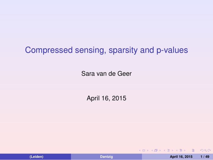 compressed sensing sparsity and p values