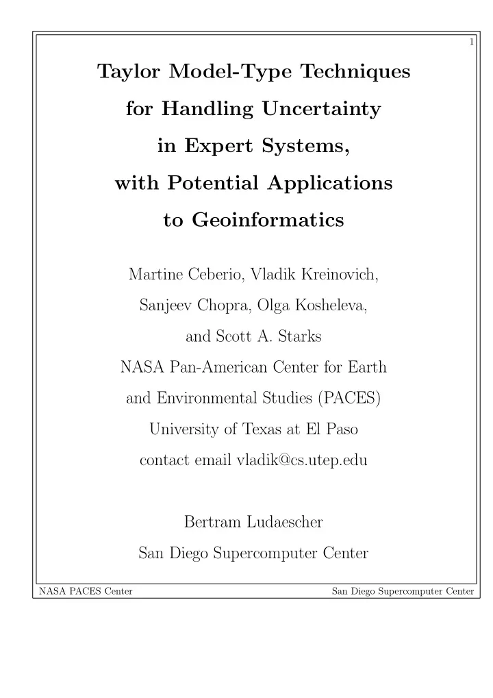 taylor model type techniques for handling uncertainty in