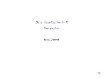 Data Visualization in R  Base graphics  R.W. Oldford  Data visualization in R There exist several
