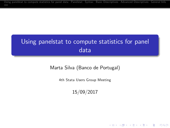 using panelstat to compute statistics for panel data
