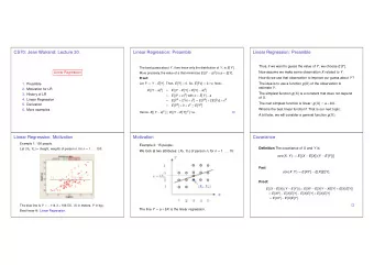CS70: Jean Walrand: Lecture 30.  Linear Regression: Preamble  Linear Regression: Preamble Thus, if