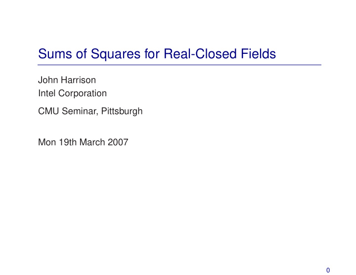 sums of squares for real closed fields
