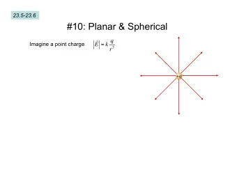 #10: Planar &amp; Spherical   E = k q  Imagine a point charge r 2  Hollow conducting shell
