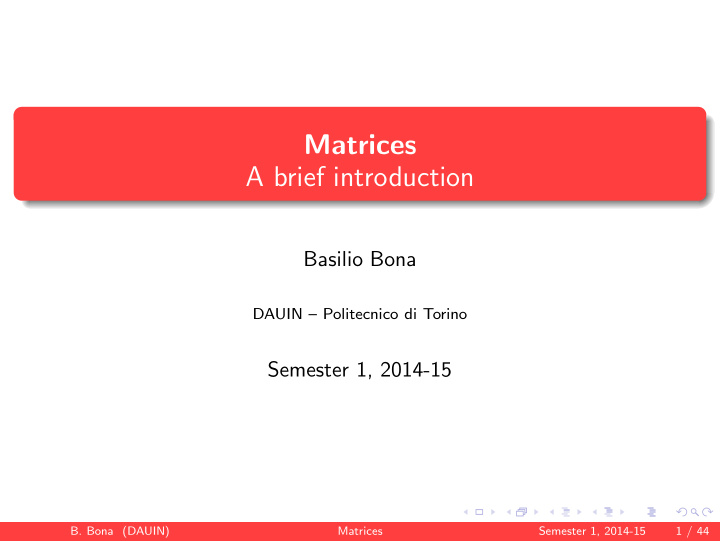 matrices a brief introduction