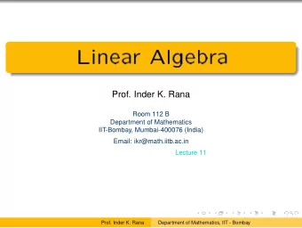 r r  Prof. Inder K. Rana  Room 112 B  Department of Mathematics
