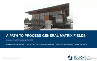 A PATH TO PROCESS GENERAL MATRIX FIELDS  joint work with Bernhard Burgeth Workshop Data Science |