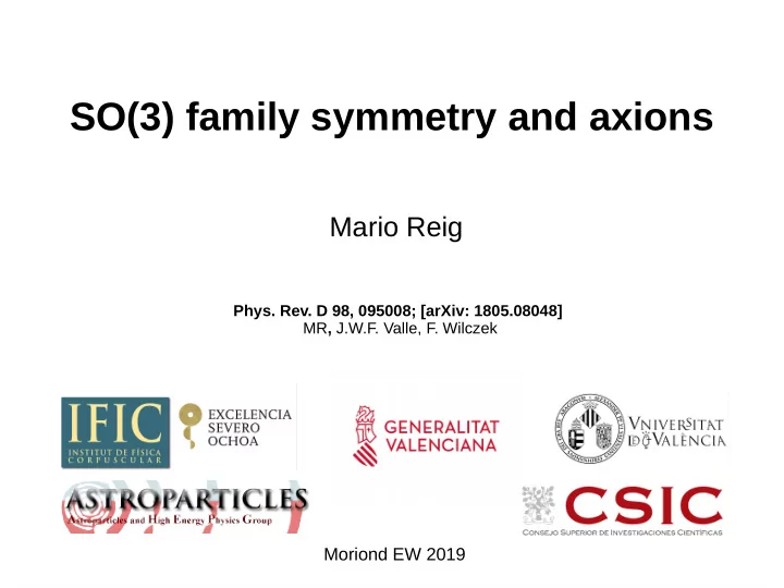 so 3 family symmetry and axions