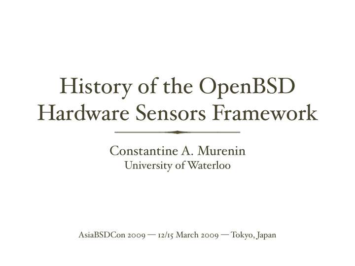 history of the openbsd hardware sensors framework