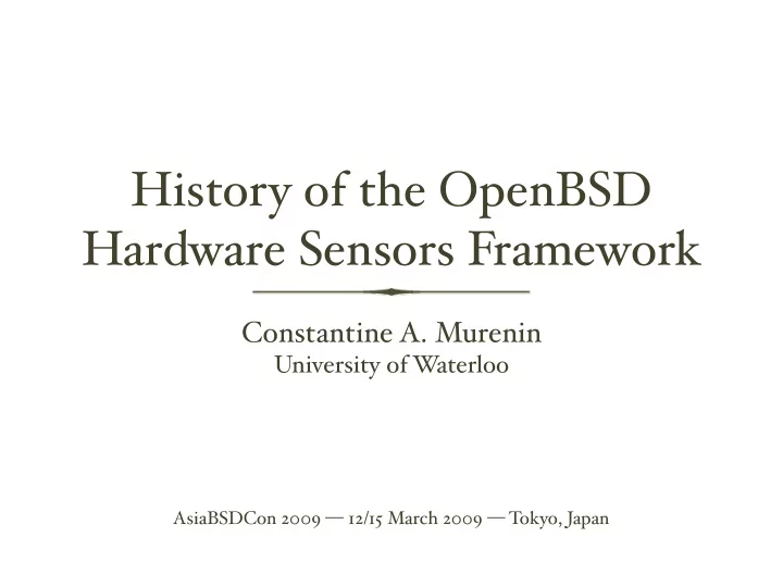 history of the openbsd hardware sensors framework