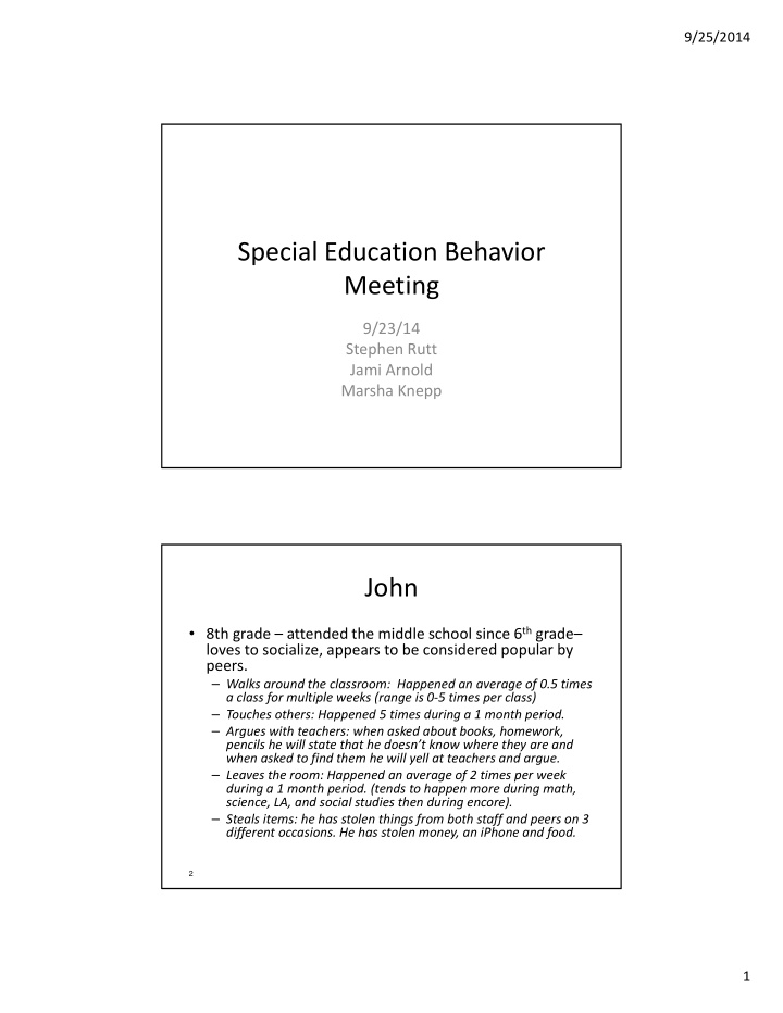 special education behavior meeting
