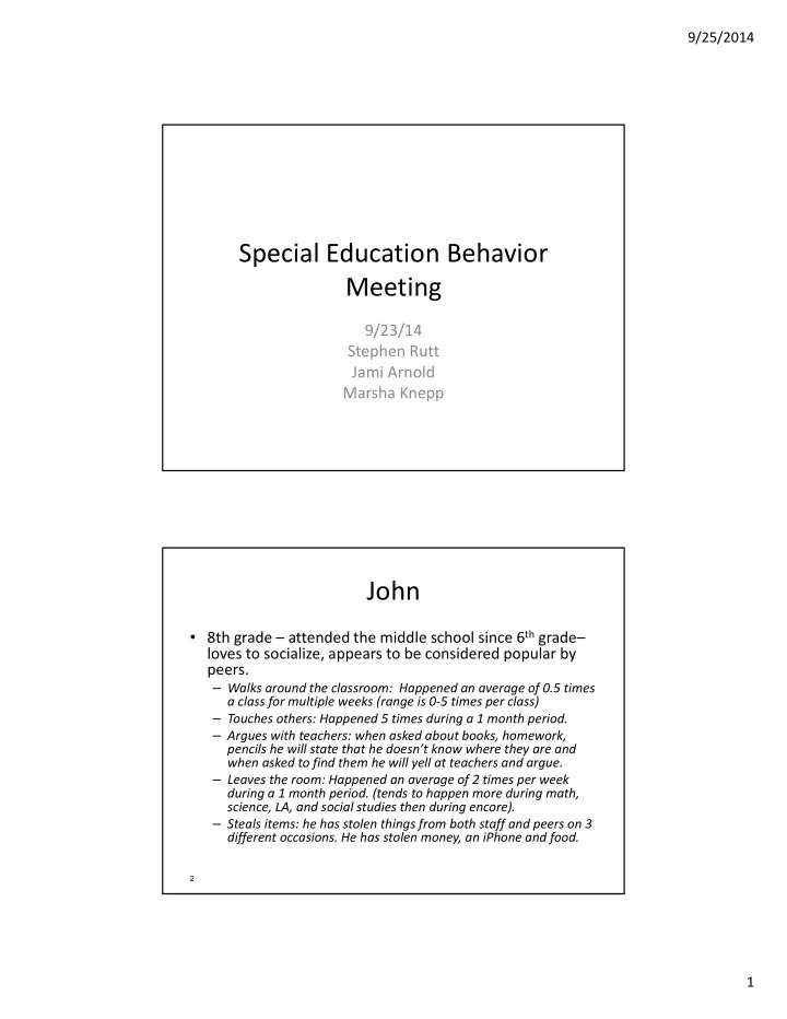 special education behavior meeting