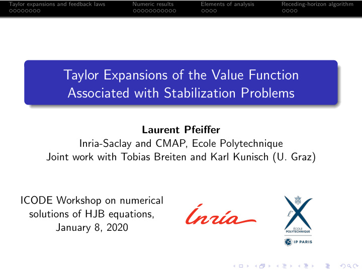 taylor expansions of the value function associated with