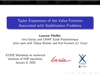 Taylor Expansions of the Value Function  Associated with Stabilization Problems  Laurent Pfeiffer