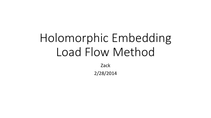 holomorphic embedding load flow method