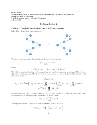 Problem Session 2  Problem 1: from belief propagation to Bayes AMP state evolution  Below I have