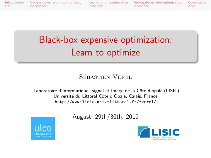 black box expensive optimization learn to optimize