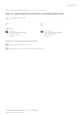 Ring-on-ring strength measurements on rectangular glass slides Article in Journal of Materials