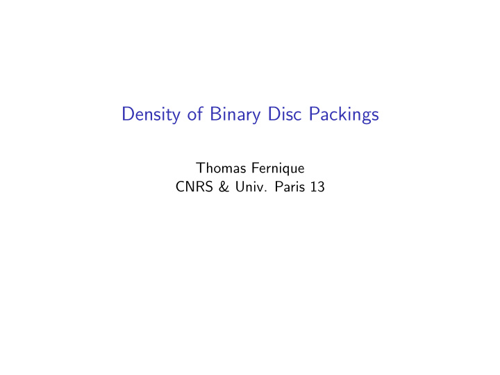 density of binary disc packings