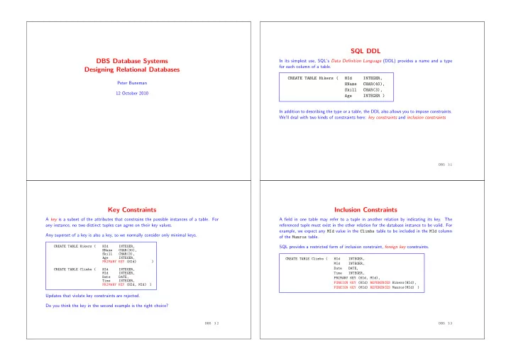 sql ddl dbs database systems