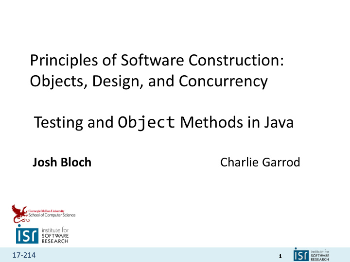 principles of software construction objects design and