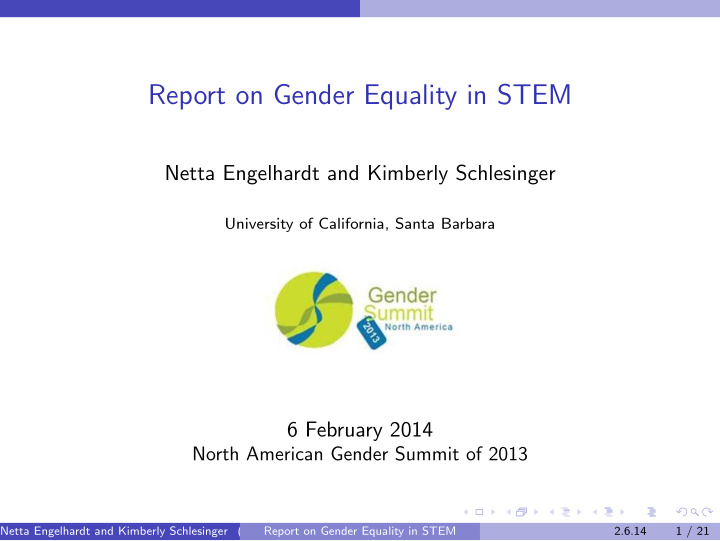 report on gender equality in stem