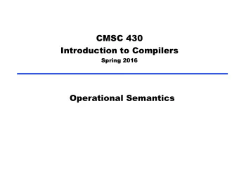 CMSC 430 Introduction to Compilers  Spring 2016  Operational Semantics  Syntax vs. semantics