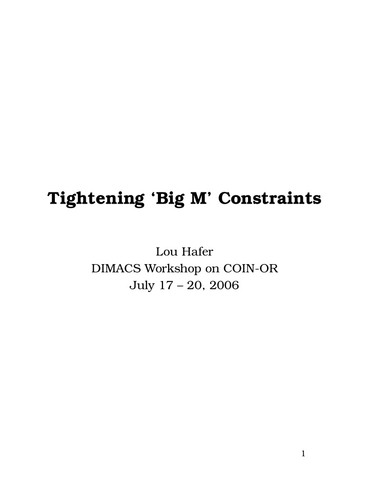 tightening big m constraints