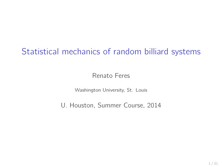 statistical mechanics of random billiard systems