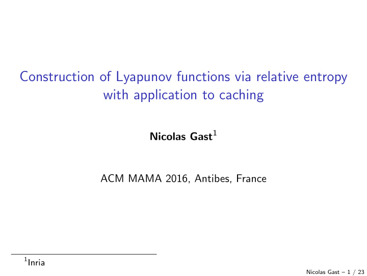 construction of lyapunov functions via relative entropy