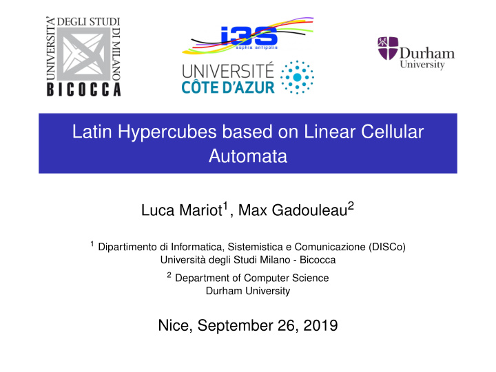 latin hypercubes based on linear cellular automata