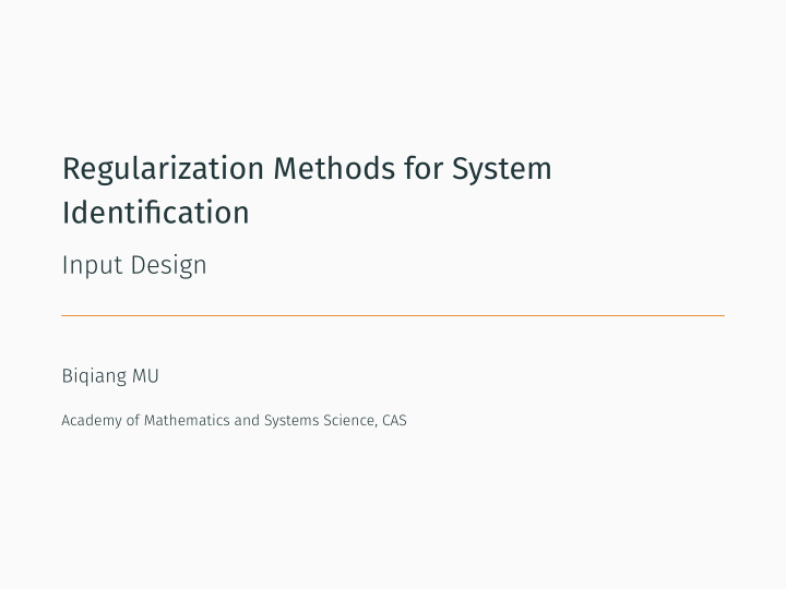 regularization methods for system identification