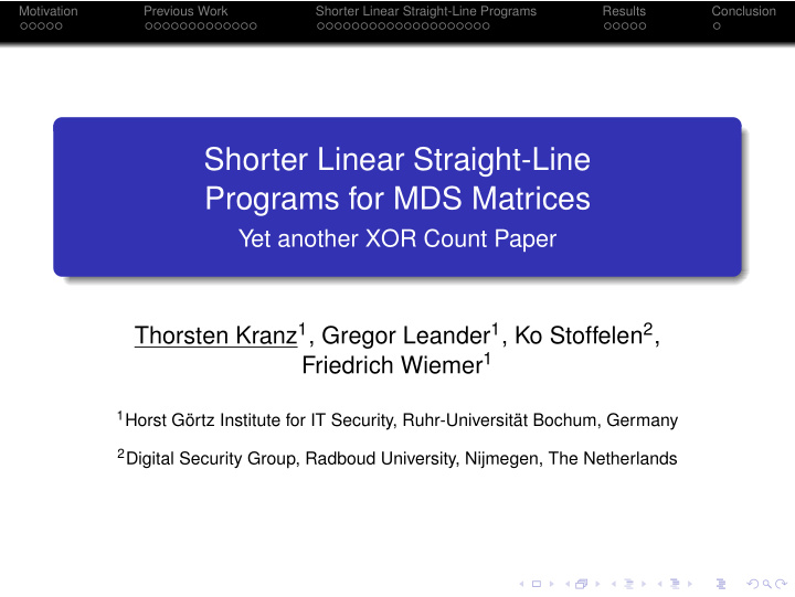 shorter linear straight line programs for mds matrices