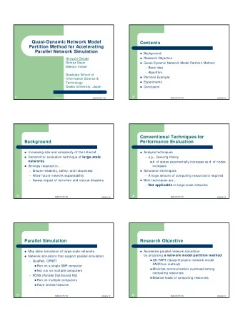 Quasi-Dynamic Network Model  Contents  Partition Method for Accelerating  Parallel Network