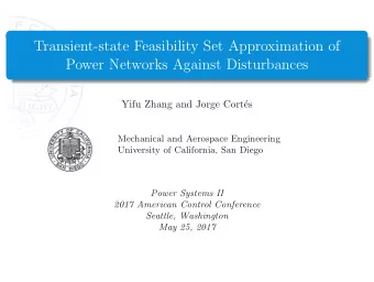 Transient-state Feasibility Set Approximation of  Power Networks Against Disturbances  Yifu Zhang