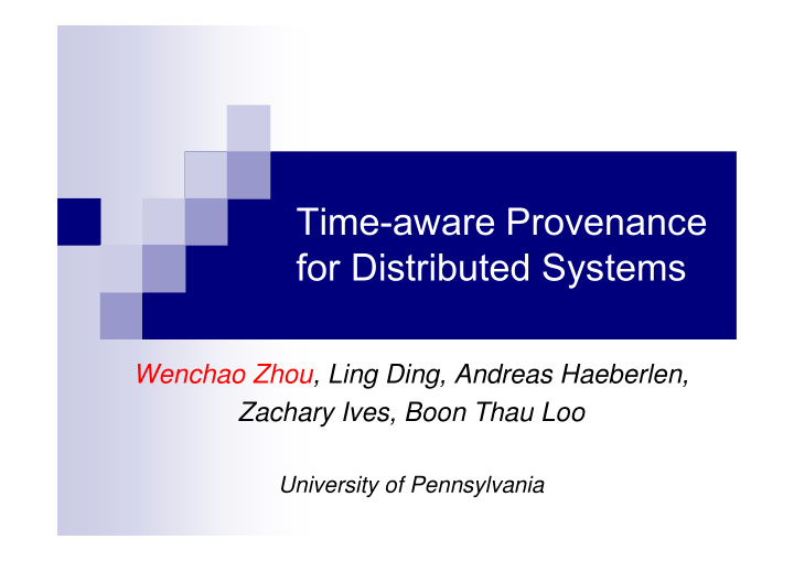 time aware provenance for distributed systems