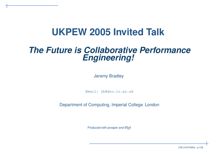 ukpew 2005 invited talk