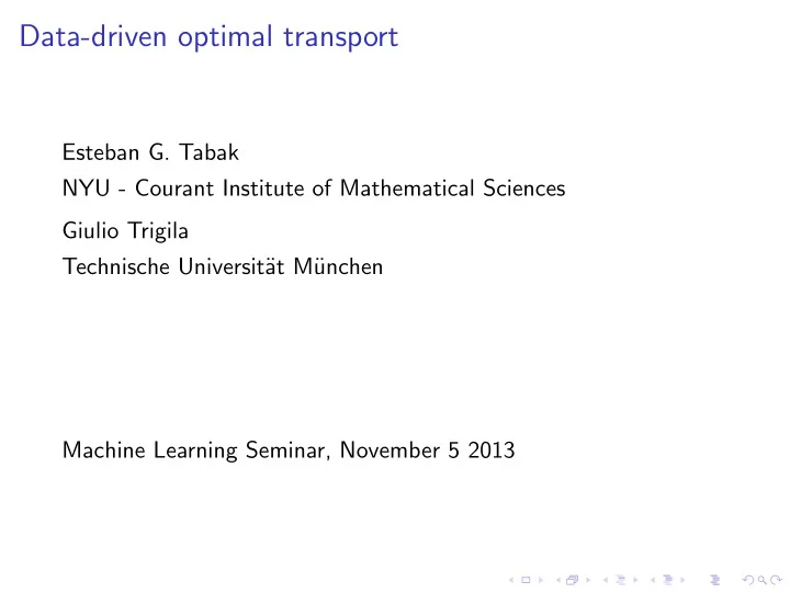 data driven optimal transport