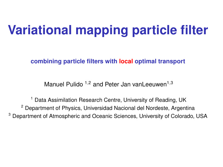 variational mapping particle filter