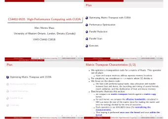 Plan  Optimizing Matrix Transpose with CUDA  1  CS4402-9535: High-Performance Computing with CUDA