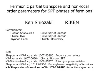 Ken Shiozaki   RIKEN  Corroborators:  Hassan Shapourian  University of Chicago  Shinsei Ryu
