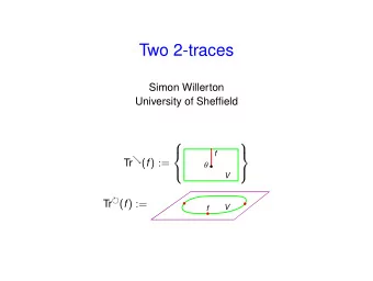 Two 2-traces  Simon Willerton  University of Sheffield      f     Tr  ( f ) :=    V