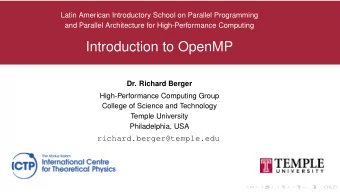 Introduction to OpenMP  Dr. Richard Berger  High-Performance Computing Group  College of Science