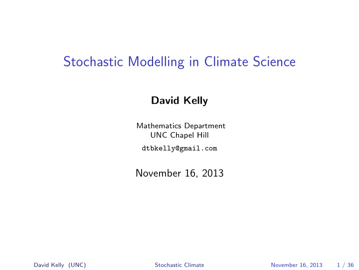 stochastic modelling in climate science